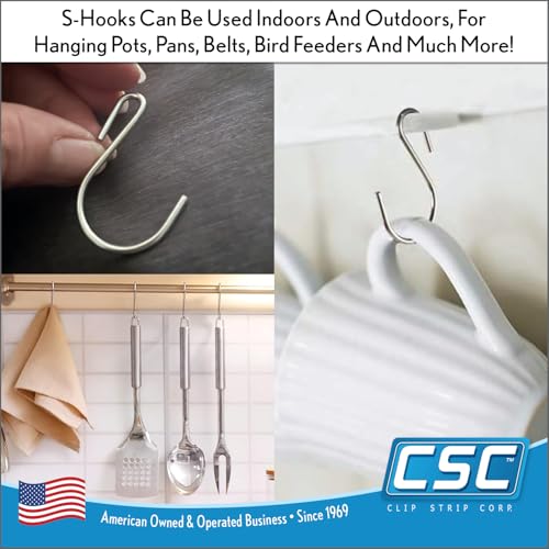 Clip Strip 100 Pack S Hooks for Hanging Displays in Retail, 1.8125" L, Open Ended Version, Use at Home Hanging Jewelry, Kitchenware, Keys, SH-50 - Image 3
