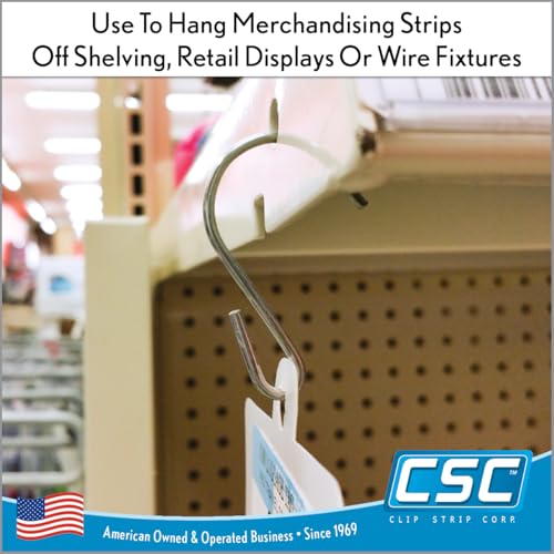 Clip Strip 100 Pack S Hooks for Hanging Displays in Retail, 1.8125" L, Open Ended Version, Use at Home Hanging Jewelry, Kitchenware, Keys, SH-50 - Image 4