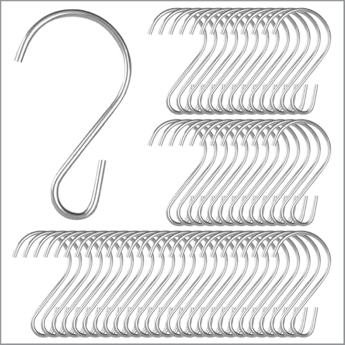 Clip Strip 100 Pack S Hooks for Hanging Displays in Retail, 1.8125" L, Open Ended Version, Use at Home Hanging Jewelry, Kitchenware, Keys, SH-50 - Image 1