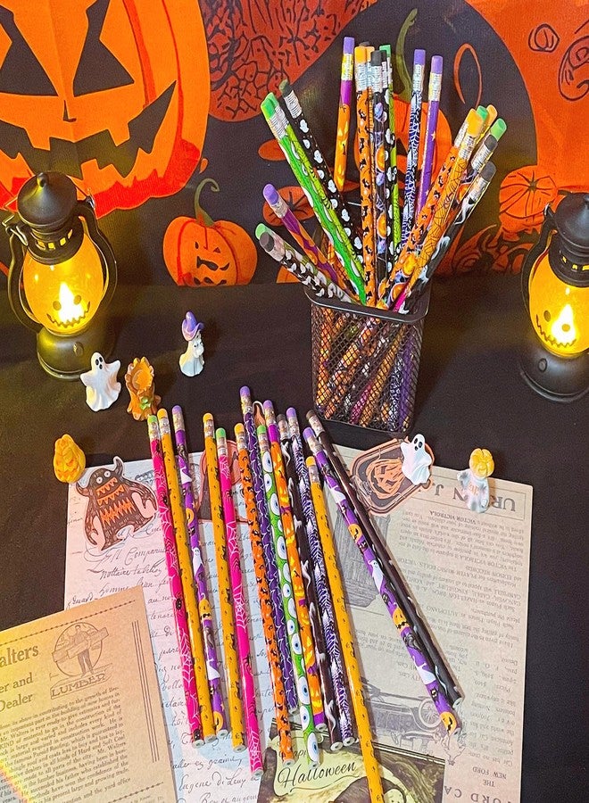 JXITON 48pcs Halloween Pencils Ghost Pumpkin Wooden Pencils with Erasers for Halloween Trick or Treat Goodie Bag Fillers Supply - Image 4