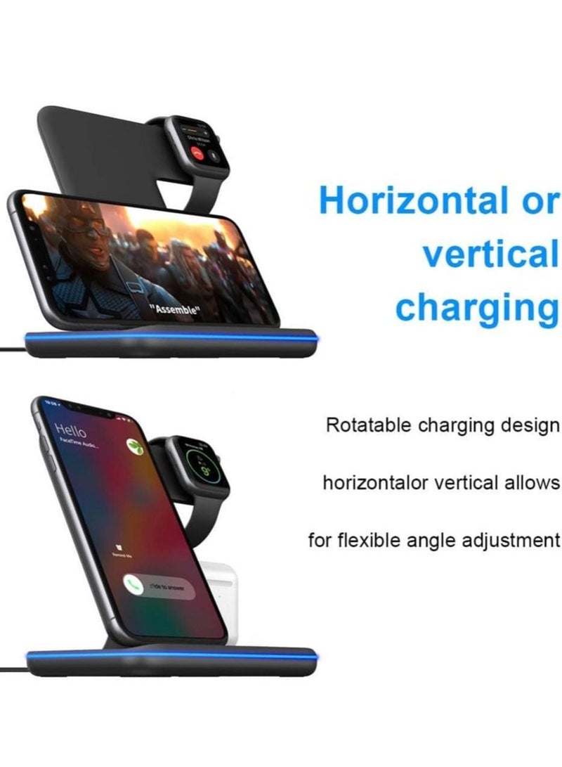 ELTRAZONE 3-In-1 Fast Wireless Charger | Wireless Charging Station 15W Qi Fast Wireless Charger Stand Mainly Compatible For Smart phones | Smart watches | Earphones & someTWS MultiCharger - Image 4