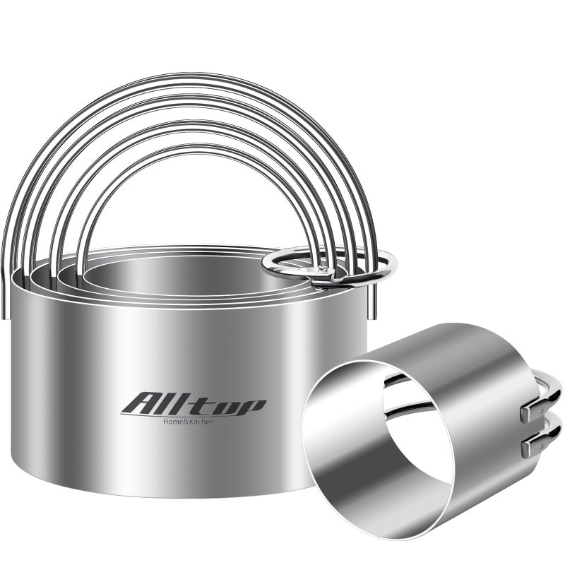 ALLTOP Round Biscuit Cutters with Handle Stainless Steel Baking Essential Tool for Effortless Circle Cookie ShapingPastryCake Decoration CreationPrecise Cut for DumplingScone Donut5 Pcs