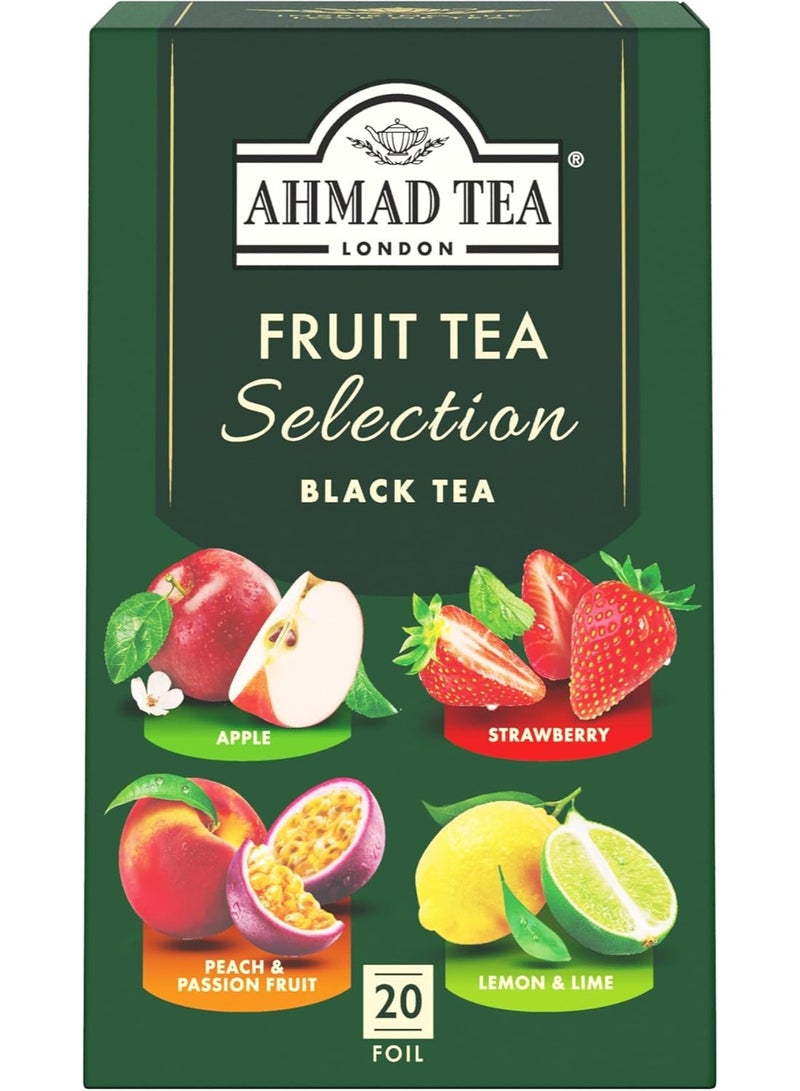 أحمد تي شاي أحمد مجموعة من 4 شاي اسود بالفواكه، 20 كيس شاي