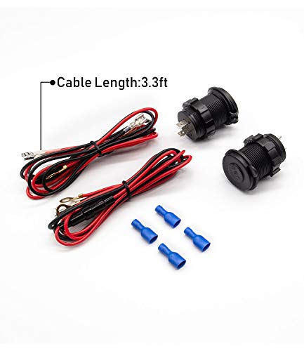 WYMECT Dual USB Charger Socket Waterproof Power Outlet 12V/24V 2.1A & 2.1A for Car Boat Marine RV Mobile Blue LED - Image 2