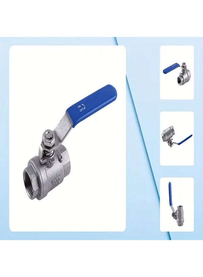 1pc 1 2 Inch 304 Stainless Steel Ball Valve Blue Handle Corrosion Resistant - Image 3