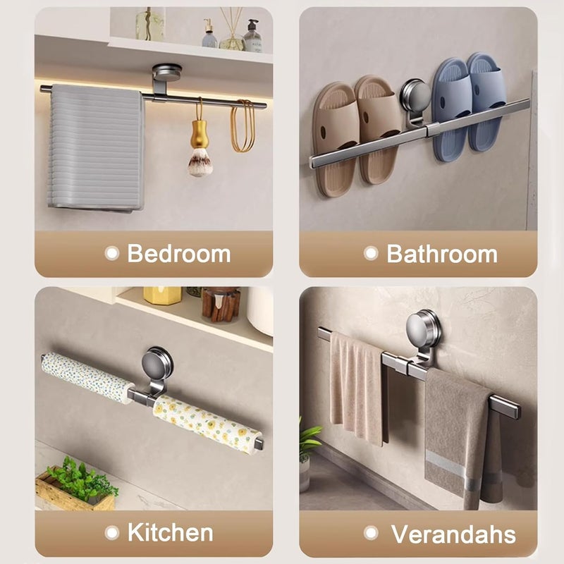 Excefore 40 cm Suction Cup Towel Bar, Adjustable 16 Inch Adhesive Towel Rack, No-Drill Wall Mounted Towel Holder for Bathroom, Kitchen, Toilet, Shower, and Door - Image 2