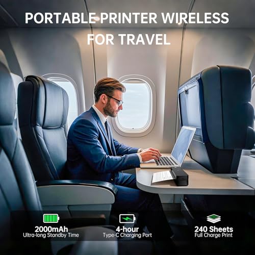 iDPRT Portable Printers Wireless for Travel300dpi Mini Thermal Printer A4Bluetooth Printer for TravelHomeStudyWireless Printers for Home Use Compatible with iOSAndroid and PCBlack - Image 3
