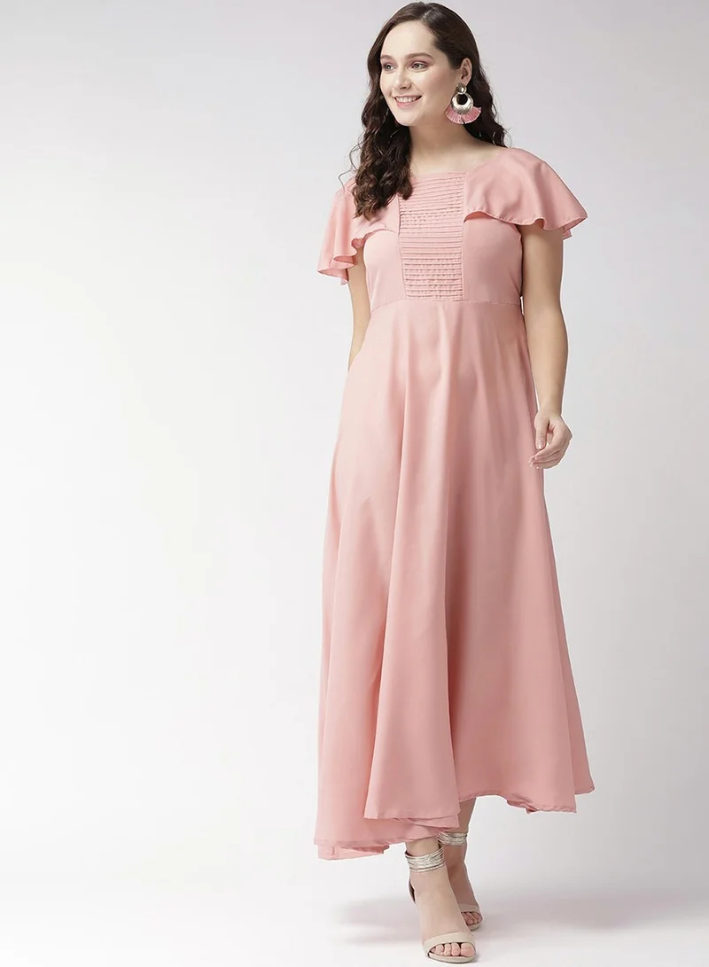 U&F U&F Square Neck A-Line Maxi Dress with Frill Sleeves