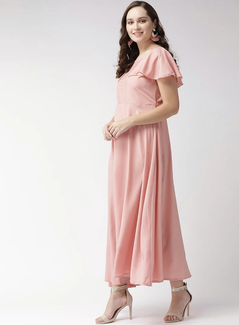 U&F U&F Square Neck A-Line Maxi Dress with Frill Sleeves