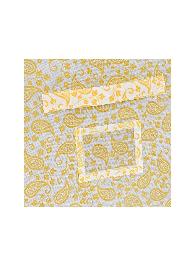 Kuber Industries Industries Metalic Print Non Woven Fabric Foldable Cubes Storage Box With Handle Small (Gold)-Kubmart2100 - Image 3