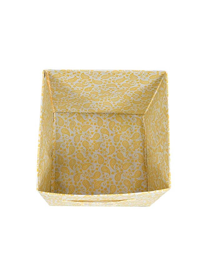 Kuber Industries Industries Metalic Print Non Woven Fabric Foldable Cubes Storage Box With Handle Small (Gold)-Kubmart2100 - Image 2