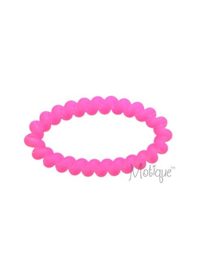 Motique Accessories Neon Pink Coil Pony Holders For Women'S Hair - Set Of 4  - Image 1