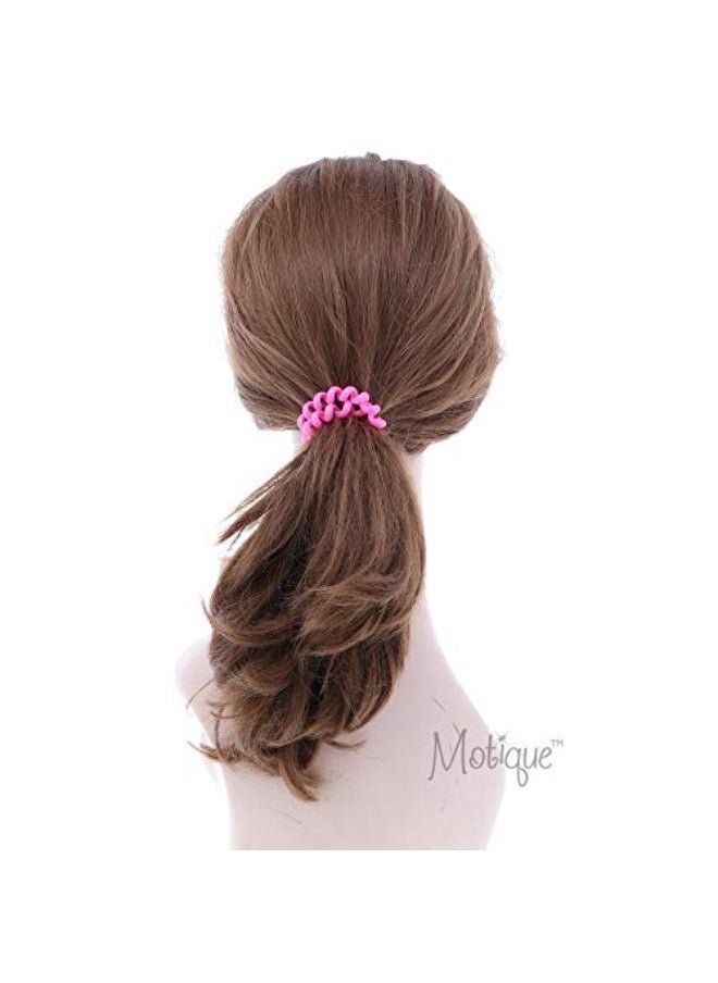 Motique Accessories Neon Pink Coil Pony Holders For Women'S Hair - Set Of 4  - Image 2