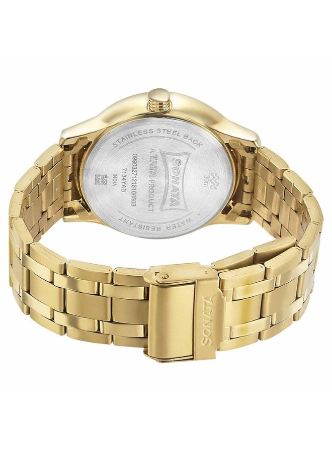 سوناتا Quartz Analog with Day and Date Champagne Dial Metal Strap Watch for Men - Image 4