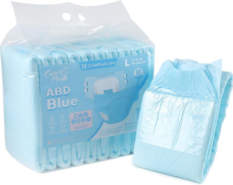 CutiePlusU Disposable Adult Diaper Heavy Absorption Dry Surface Adult Diapers All Night Blue 10 Pieces Large 3646 - Image 1