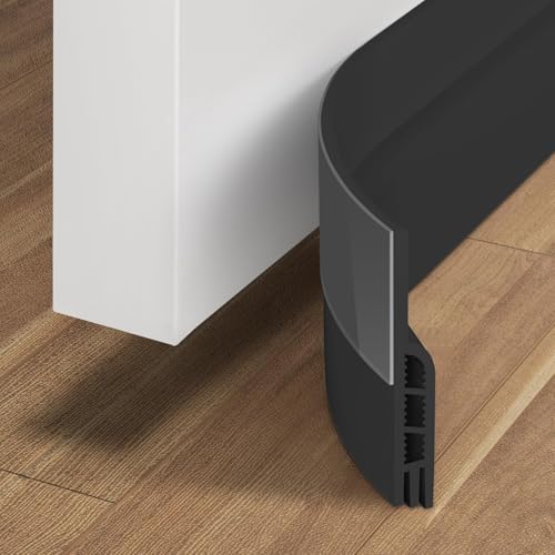 Holikme Door Draft Stopper Under Door Draft Blocker Insulator Doors Sweep Weather Stripping Noise Stopper Strong Adhesive, Black - Image 1