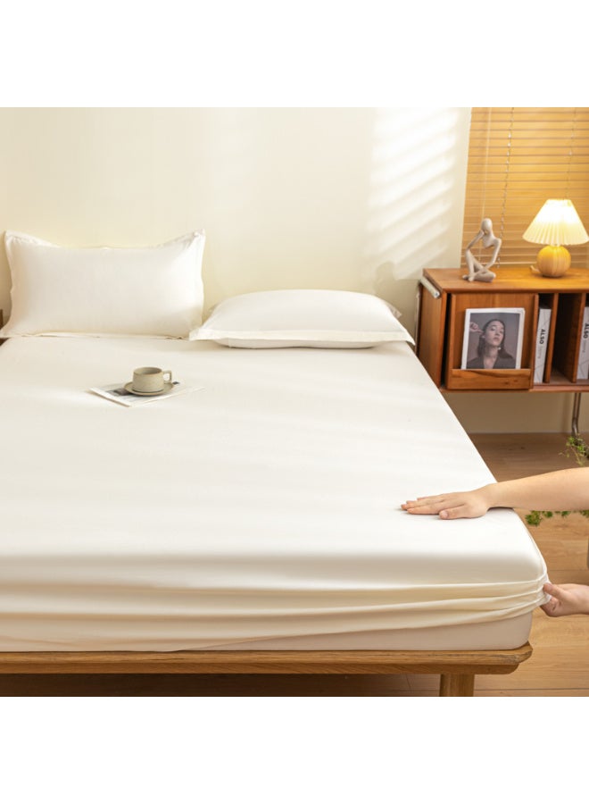 Life Style Plain cotton Fitted Sheet 160cm Set of 3 (2 pillowcases+1 sheet) for Hotels Homes Touristic Villages - Image 1