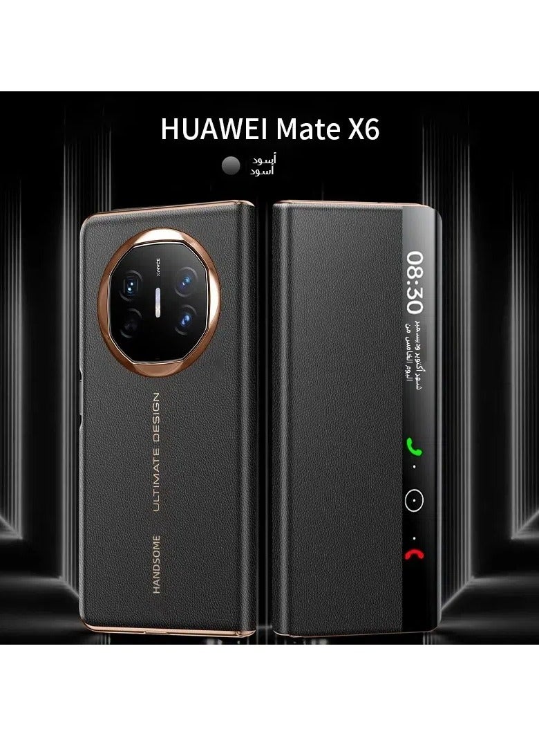 general Smart Leather Case Compatible with Huawei Mate X6  Electroplating Full Protective Shell with Intelligent Window For Mate X6 Phone - Image 2