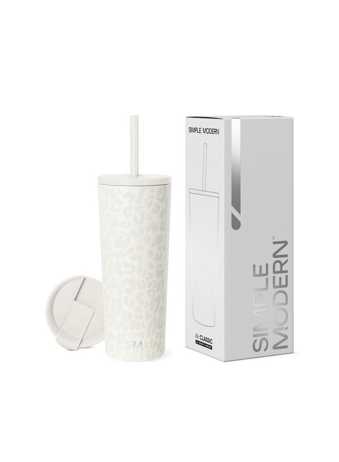 Simple Modern Simple Modern Insulated Tumbler with Lid and Straw | Iced Coffee Cup Reusable Stainless Steel Water Bottle Travel Mug | Gifts for Women Men Her Him | Classic Collection | 24oz | Cream Leopard - Image 1