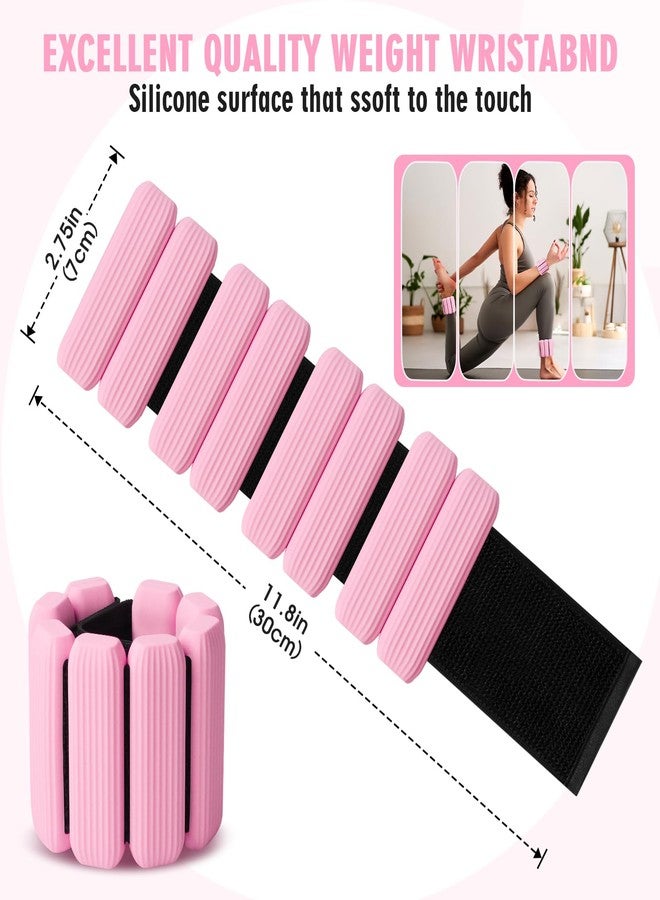 Grednfhat Wrist Weights, Adjustable Wrist Ankle Weights for Women and Men (1 lb Each), 2Pack Wearable Silicone Bracelets SuitableSuitable for Walking, Yoga, and Gym, Arm & Leg Workout, 2lb (Pink) - Image 2