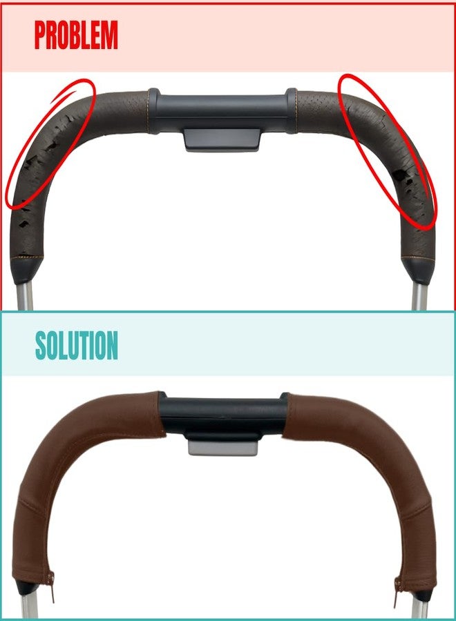PROTEC TIF | Dark Brown Synthetic Leather Handlebar Covers Compatible with UPPAbaby Vista (V2 & V3, 2019-2020) – Premium Protective Grip Sleeves, Durable & Scratch-Resistant - Image 2