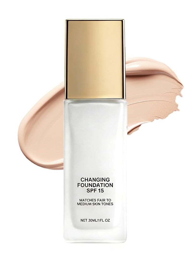 Color Changing Foundation for Mature Skin, Hydrating and Lightweight Liquid Foundations, Tone Suitable for All Skin Types (1pcs) - Image 1