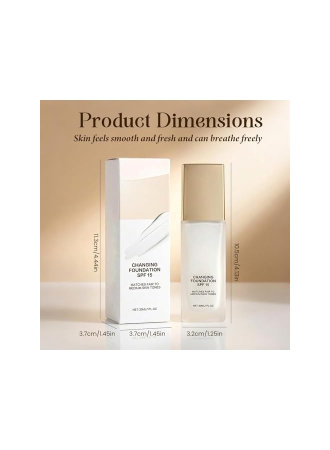 Color Changing Foundation for Mature Skin, Hydrating and Lightweight Liquid Foundations, Tone Suitable for All Skin Types (1pcs) - Image 4