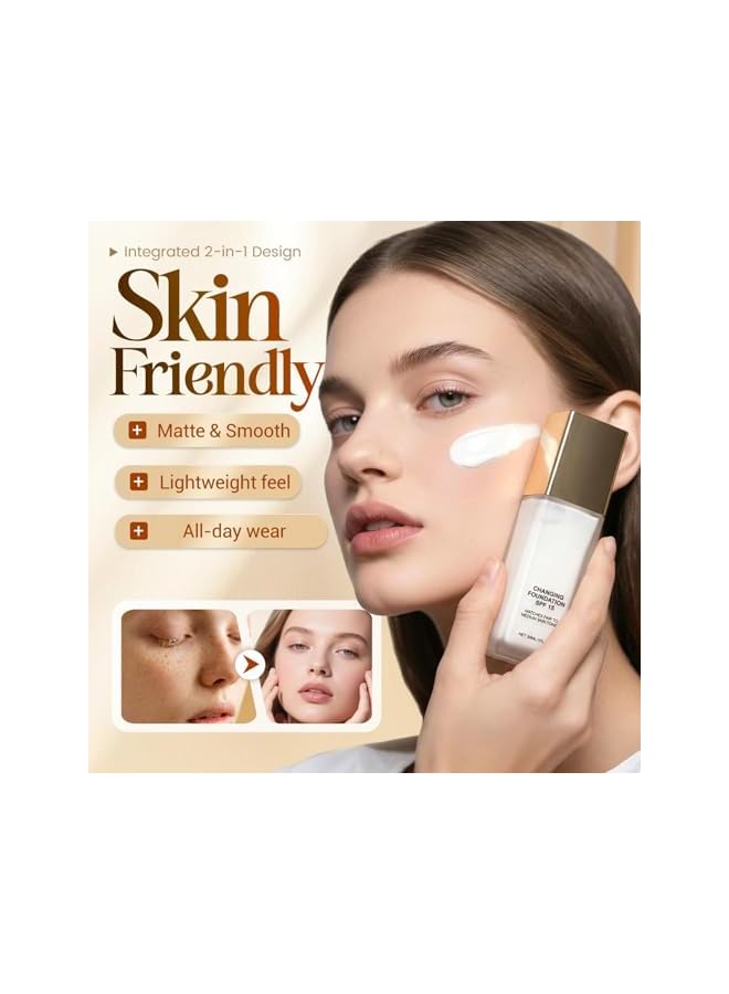 Color Changing Foundation for Mature Skin, Hydrating and Lightweight Liquid Foundations, Tone Suitable for All Skin Types (1pcs) - Image 3