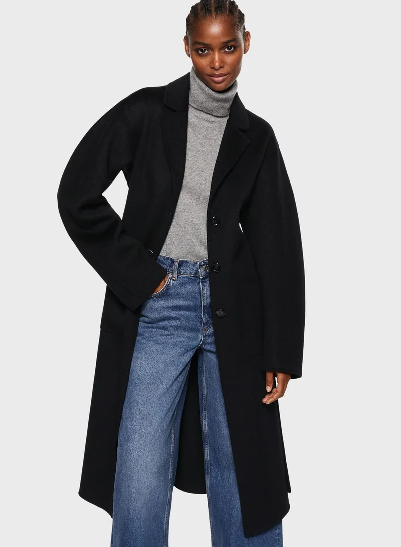 MANGO Tie Detail Longline Coat