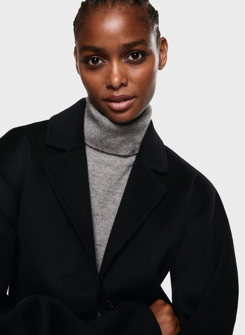 MANGO Tie Detail Longline Coat