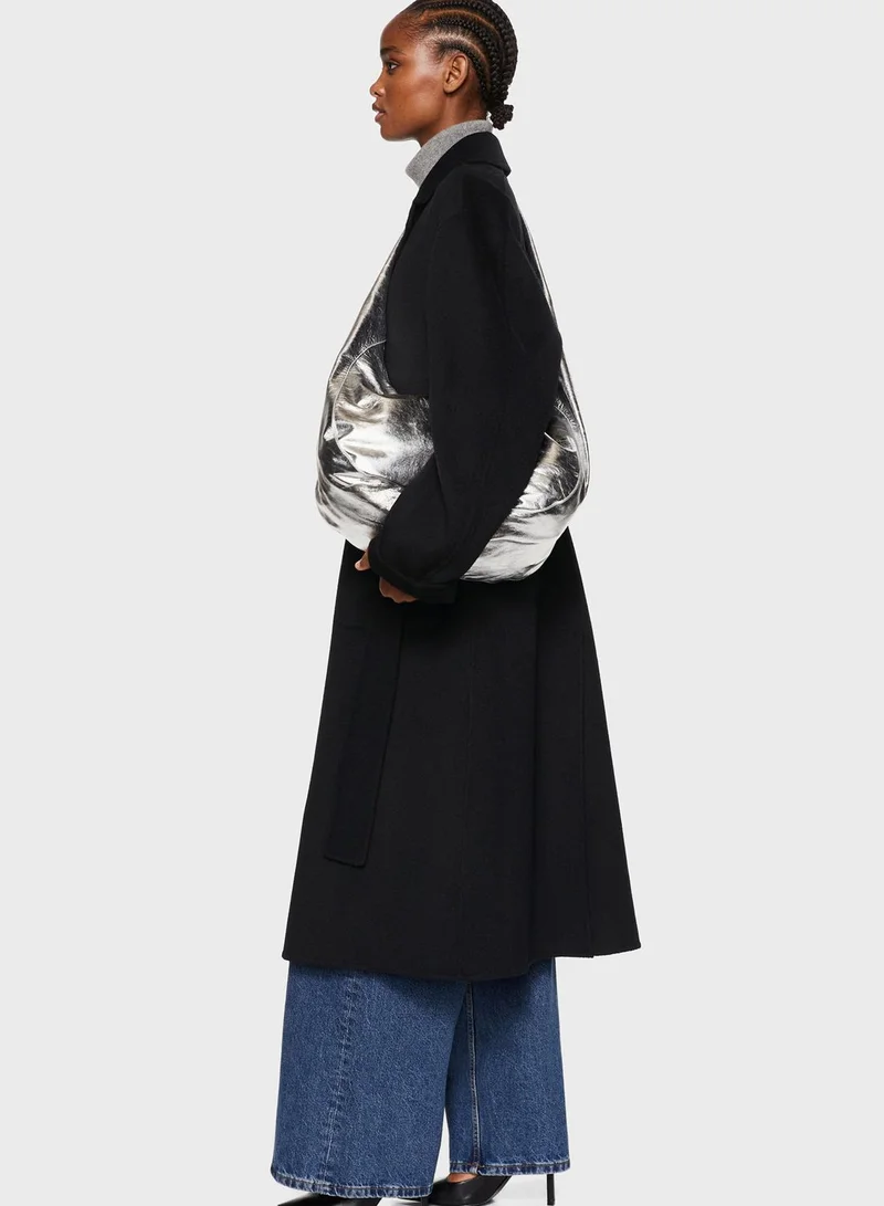 MANGO Tie Detail Longline Coat