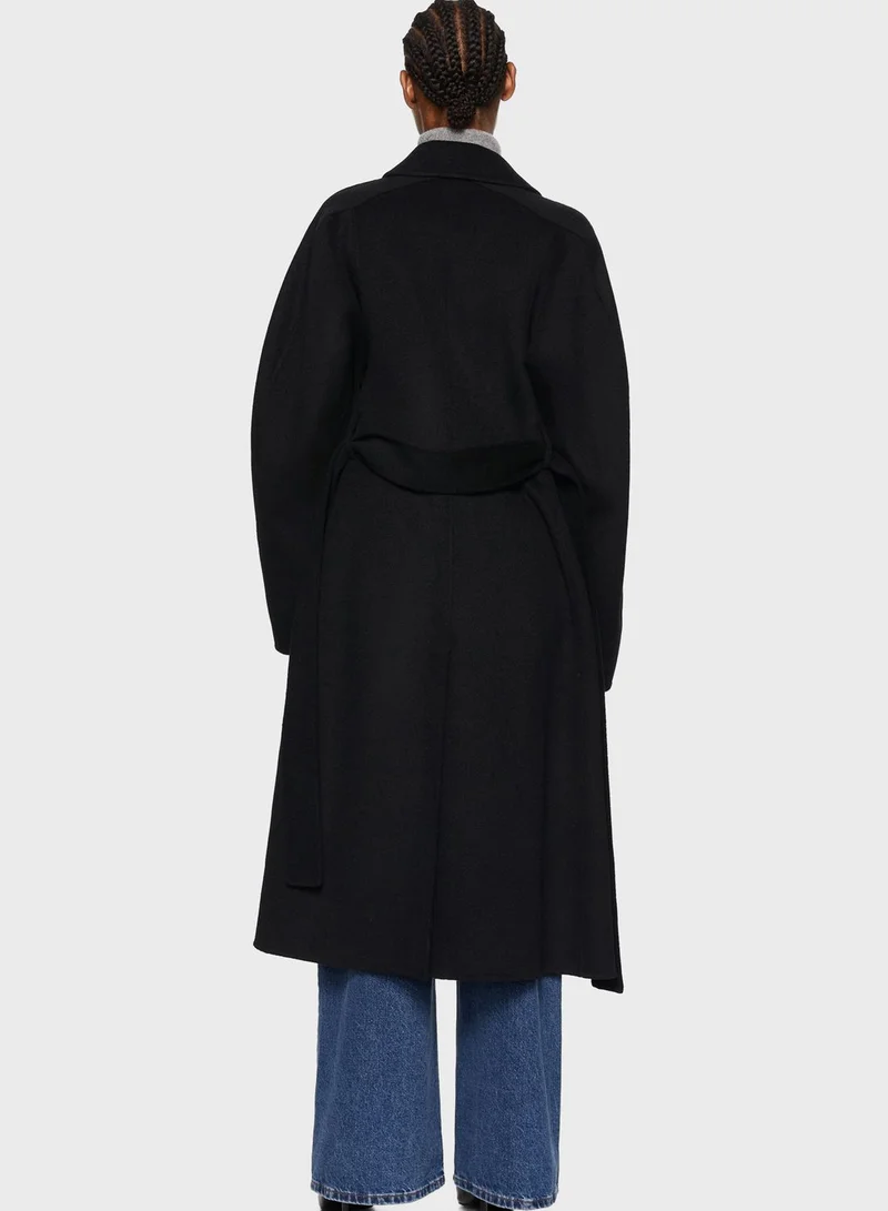 MANGO Tie Detail Longline Coat