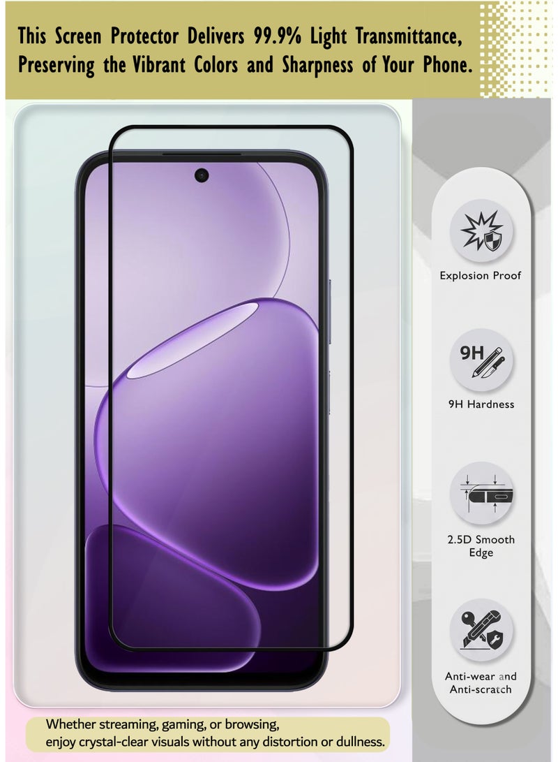 واقي شاشة Oppo A6x 4G/5G | زجاج مقوى متوافق مع Oppo A6x 4G/5G | واقي شاشة عالي الدقة بالكامل، زجاج مقوى مقاوم للخدش، تغطية كاملة للحواف، مع طقم تركيب سهل - أسود - Image 4
