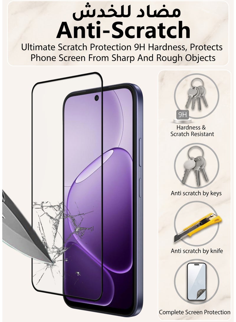 واقي شاشة Oppo A6x 4G/5G | زجاج مقوى متوافق مع Oppo A6x 4G/5G | واقي شاشة عالي الدقة بالكامل، زجاج مقوى مقاوم للخدش، تغطية كاملة للحواف، مع طقم تركيب سهل - أسود - Image 5