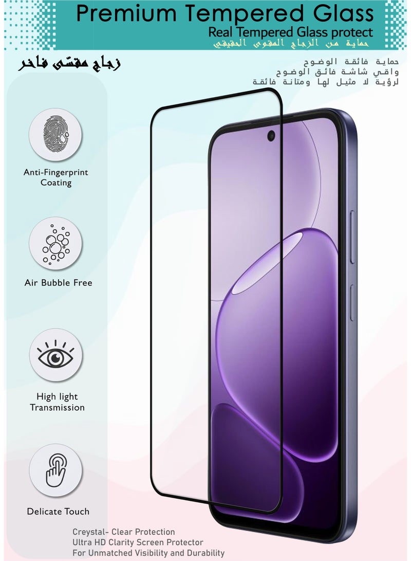 واقي شاشة Oppo A6x 4G/5G | زجاج مقوى متوافق مع Oppo A6x 4G/5G | واقي شاشة عالي الدقة بالكامل، زجاج مقوى مقاوم للخدش، تغطية كاملة للحواف، مع طقم تركيب سهل - أسود - Image 2