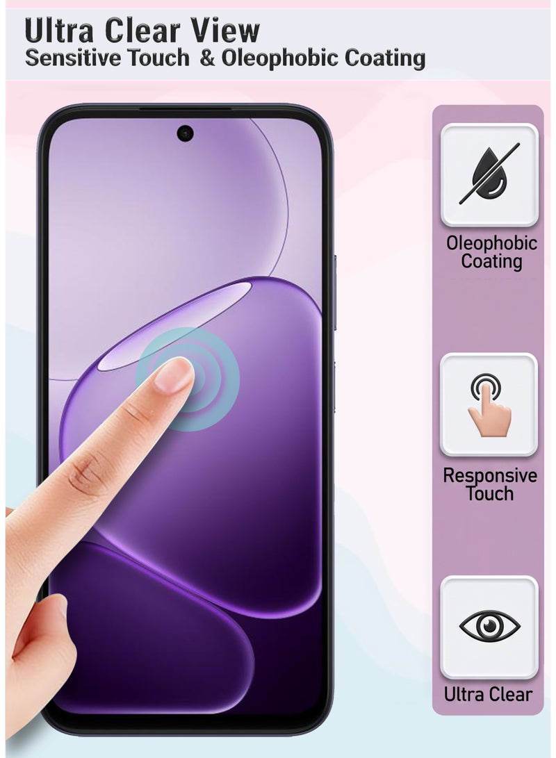 واقي شاشة Oppo A6x 4G/5G | زجاج مقوى متوافق مع Oppo A6x 4G/5G | واقي شاشة عالي الدقة بالكامل، زجاج مقوى مقاوم للخدش، تغطية كاملة للحواف، مع طقم تركيب سهل - أسود - Image 3