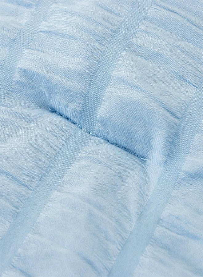 NTBED طقم لحاف من قماش السيرسيكر من إن تي بيد للبنات والأطفال، أطقم مفروشات ناعمة وأنيقة مكشكشة، 5 قطع سرير أميرة في حقيبة (أزرق، مفرد) - Image 5