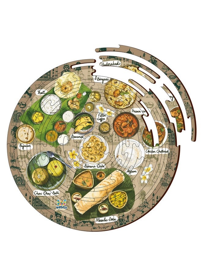 Webby Kid Noozles South Indian Food Wooden Puzzle, 70 Pcs For Boys And Girls - Image 1