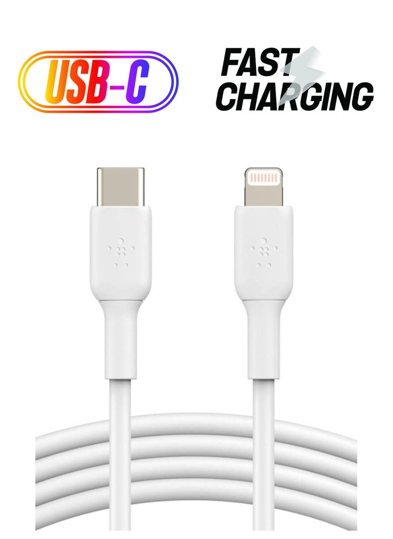 ELTRAZONE - USB-C to Lightning Cable (iPhone Fast Charging Cable for iPhone 14, 13, 12 or earlier) Boost Charge MFi-Certified iPhone USB-C Cable (White, 1m) - Image 1