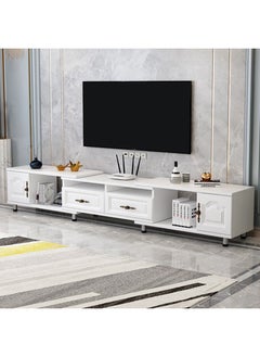 ADEBOLA TV Table Retractable Television Cabinet White 140－220×30×40cm  - Image 1