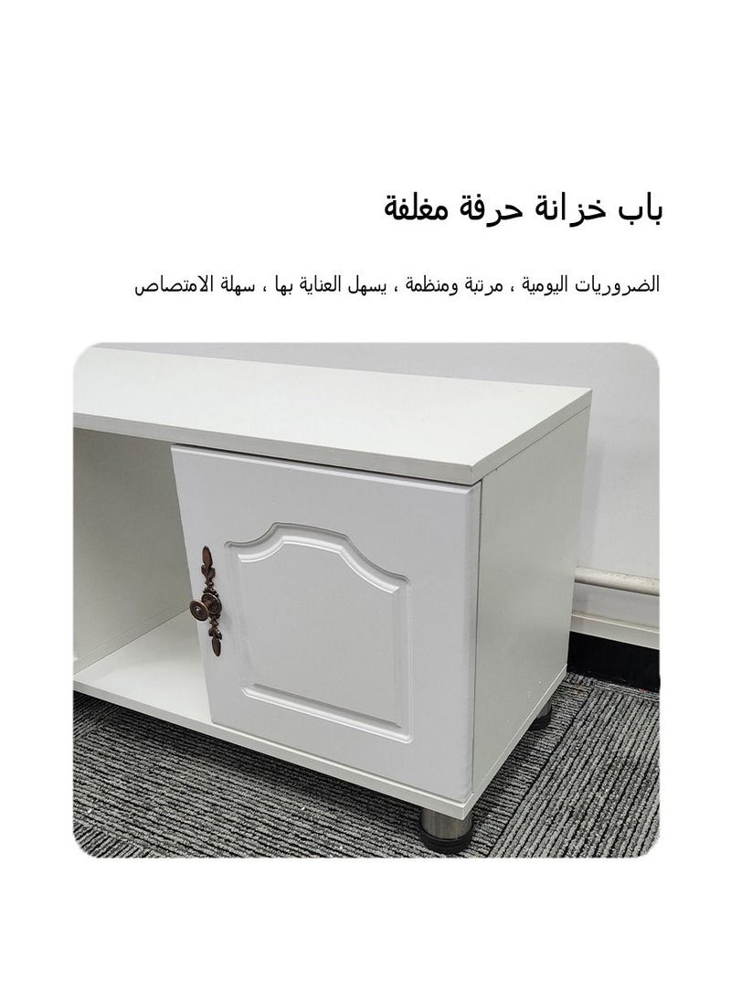 اديببولا - طاولة تلفاز قابلة للسحب، خزانة تلفزيون باللون الأبيض، مقاس 140 ¼ 220 × 30 × 40 سم - Image 1