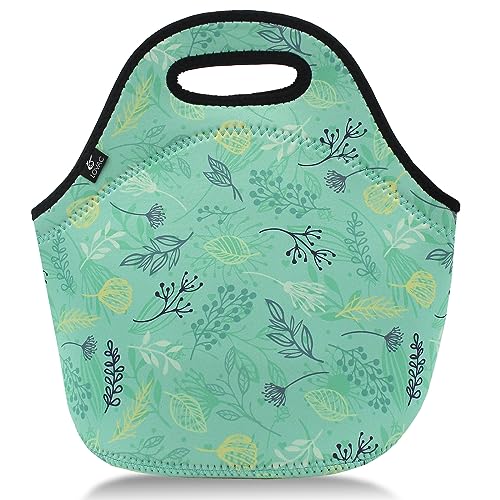 LOVAC Neoprene Lunch Bag, Thick Insulated Lunch Bag - Durable & Waterproof Lunch Tote With Zipper For Outdoor Travel Work School (Leaf) - Image 1