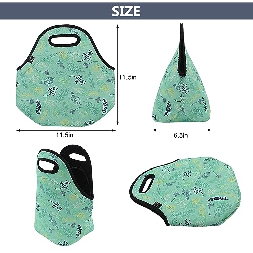 LOVAC Neoprene Lunch Bag, Thick Insulated Lunch Bag - Durable & Waterproof Lunch Tote With Zipper For Outdoor Travel Work School (Leaf) - Image 2