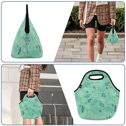 LOVAC Neoprene Lunch Bag, Thick Insulated Lunch Bag - Durable & Waterproof Lunch Tote With Zipper For Outdoor Travel Work School (Leaf) - Image 5