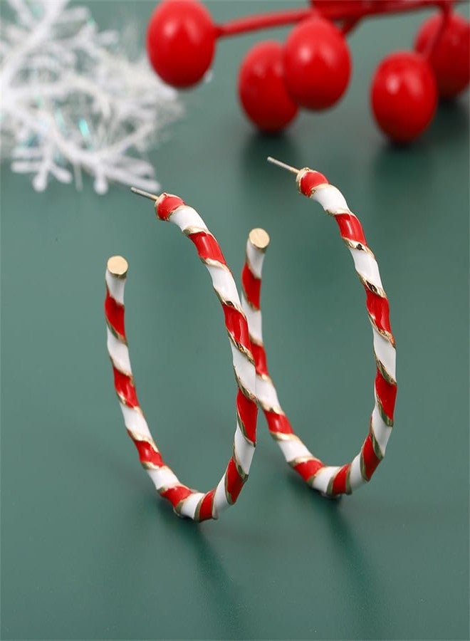 Cicod Christmas Earrings for Women,Christmas Hoop Earrings Candy Cane Earrings Handmade Red White Theme Xmas Jewelry Holiday Accessory Christmas Stocking Stuffers for Women(Stud) - Image 5