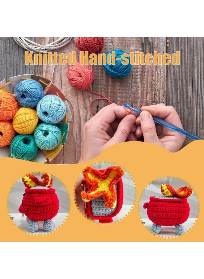 Rovyfota Emotional Support Crochet Dumpster Fire with Positive Card Cute Room Decor Knitted Toys Funny Crochet Support Buddies Gifts for Friends (Red) - Image 4