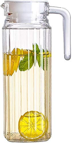 JIGSHTIAL Glass Water/Juice Jug Pitcher Carafe with Handle and Plastic Lid for Drinking Beverages, Serving Kitchen and Dining/Tableware - Image 4