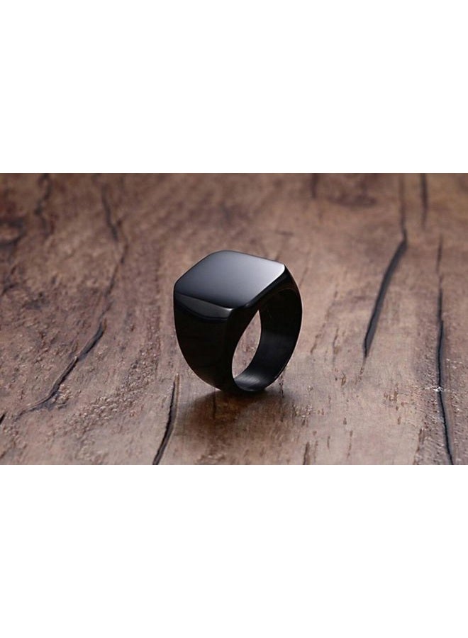 enhong Mens Rings Stainless Steel Square Signet Rings for Men,Black Pinky Thumb Ring for Dad Father Jewelry Gift for Him,Men's Ring for Biker Size 14 - Image 2