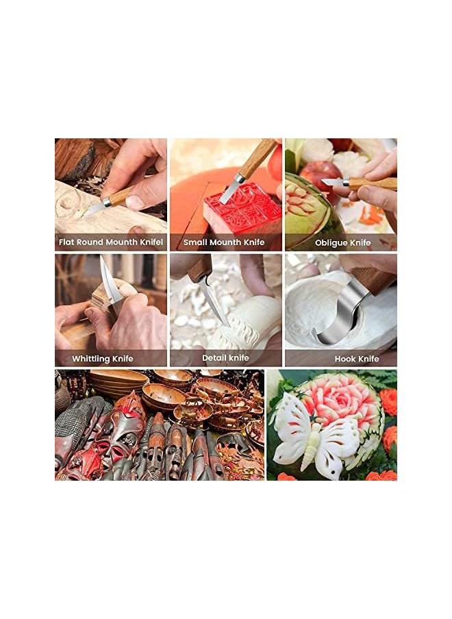 vesus Wood Carving Kit, Convenient Tools Set Cut Resistant Gloves Spoon Carving Hook Knife, Wood Carving Whittling Knife, Chip Carving Detail Knife Sandpaper for Woodworking  - Image 3