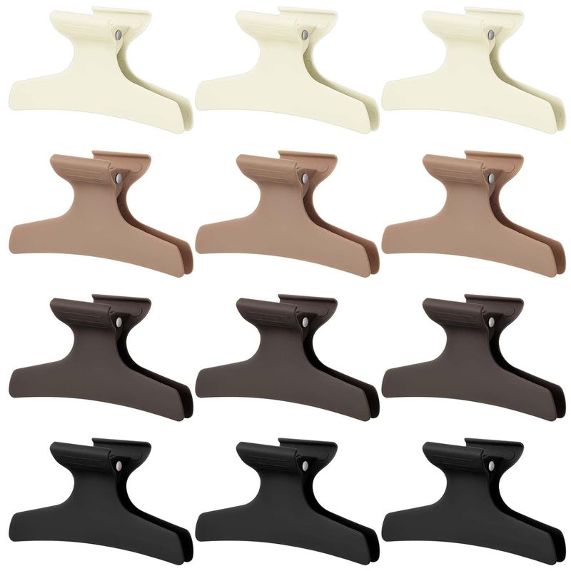 Batiyeer 12 Pcs Butterfly Hair Clips for Styling Sectioning Hair Clips for Women Butterfly Clamps Non Slip Claw Salon Section for Cutting Styling Coloring Thick ThinNeutral Color
